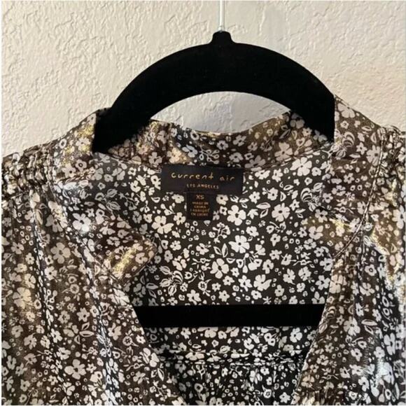 Anthropologie Current Air Amy Metallic Shimmer Ditsy Floral Blouse - Picture 5 of 6